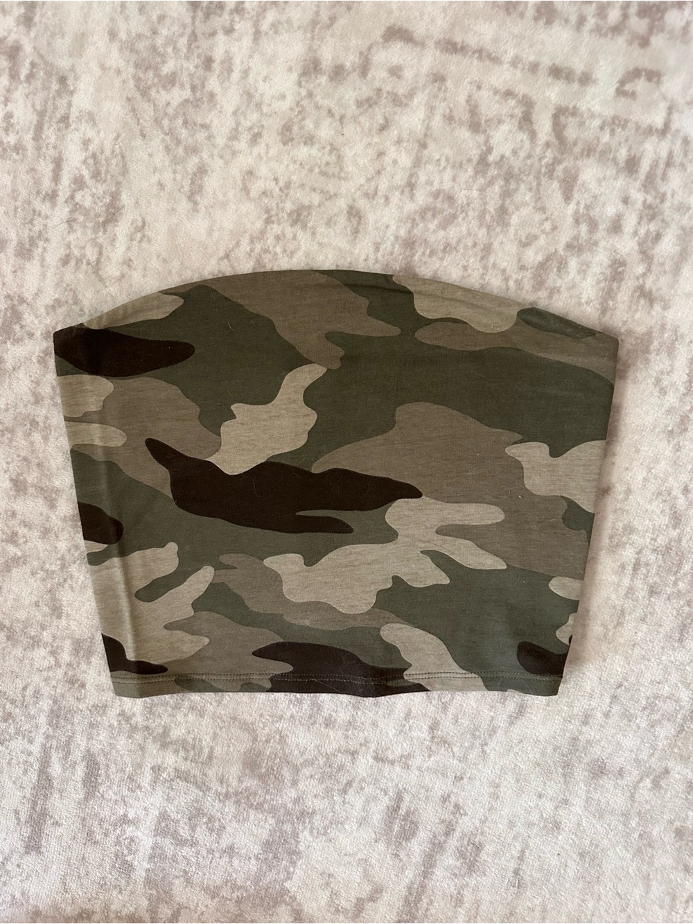 Garage Camo Strapless Tube Top - Olive, Dark Green & Beige
